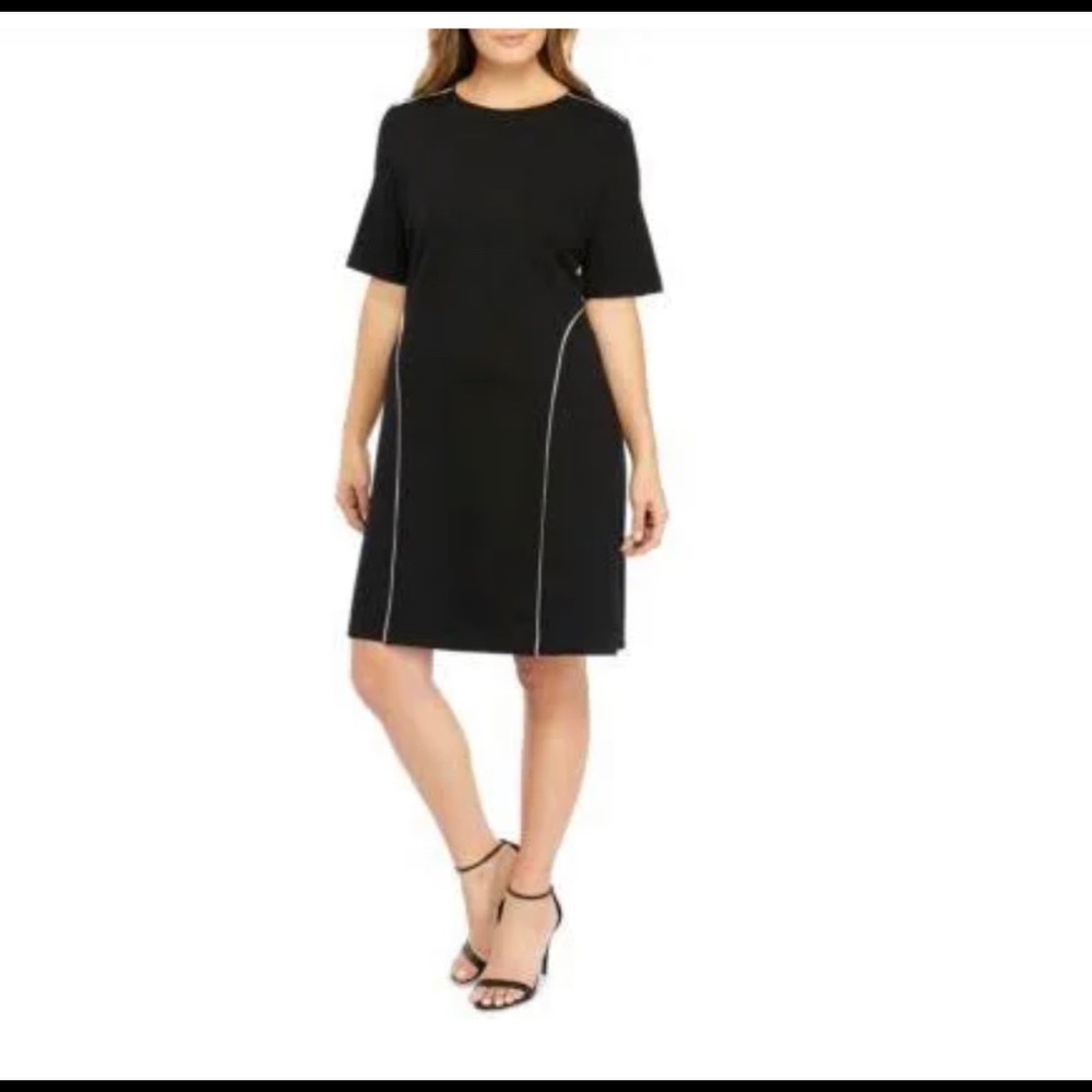 The Limited Plus Size Dress with Piping design Black Size 2X